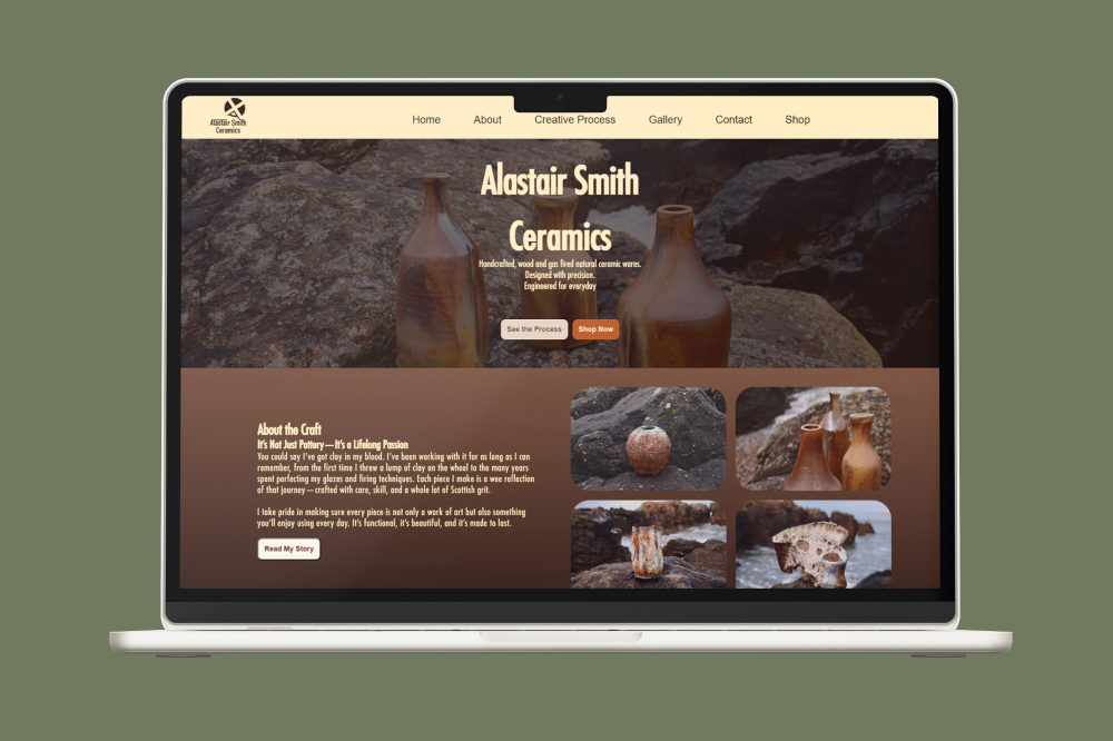 Alastair Smith Ceramics website — desktop view